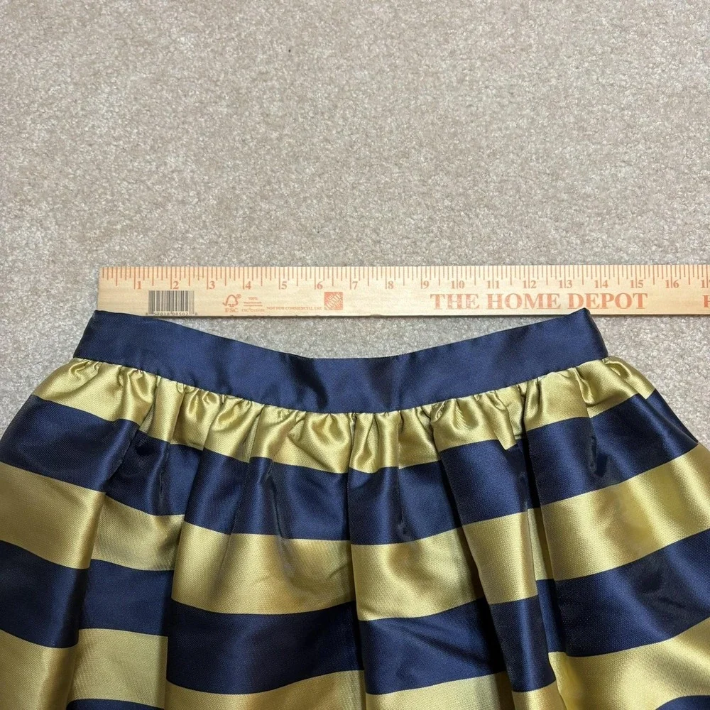 Kate Spade Skirt NWT Womens 6 Gold Navy Awning Stripe Satin Pleated Midi Party‎